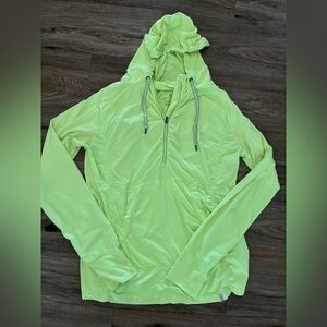 TANGERINE Athletic Top Shirt Hoodie 1/4 Zip. Neon Green. Size XL.